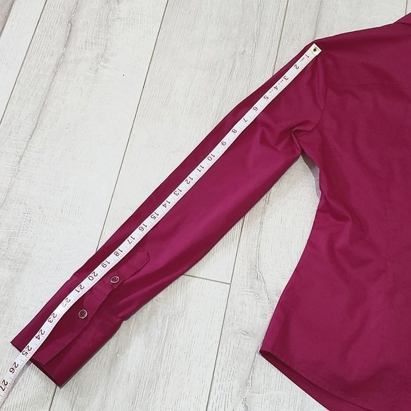 NEW YORK & COMPANY STRETCH BLOUSE, Sz S, RED BURGUNDY, NEW - Picture 7 of 10